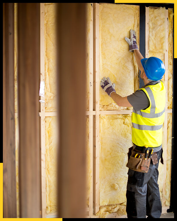 Contractor checking insulation